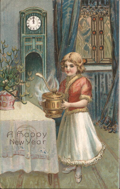 Girl with Steaming Pot, Grandfather Clock, A Happy New Year