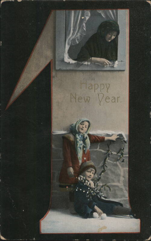 Children and Woman in Large Number 1, Happy New Year