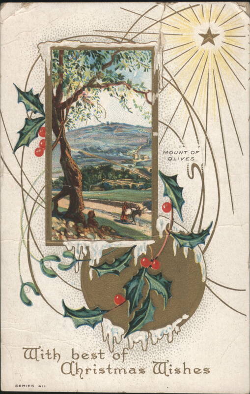 Christmas Wishes Mount of Olives Star Holly Berries Jerusalem Israel