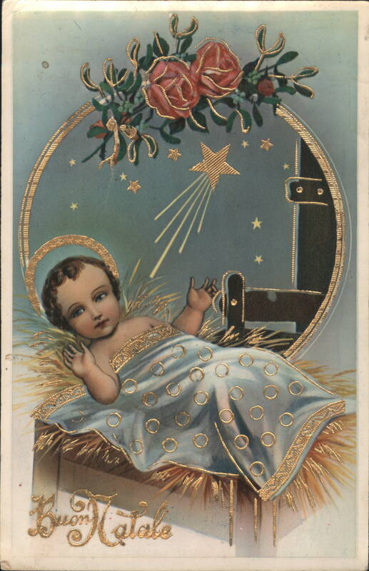 Baby Jesus in Manger, Buon Natale, Christmas Star, Roses