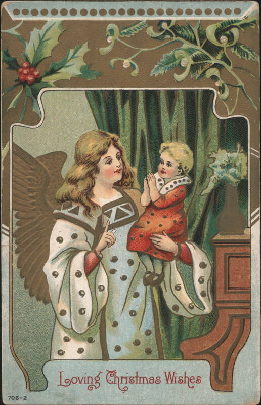Angel Holding Child, Loving Christmas Wishes Angels