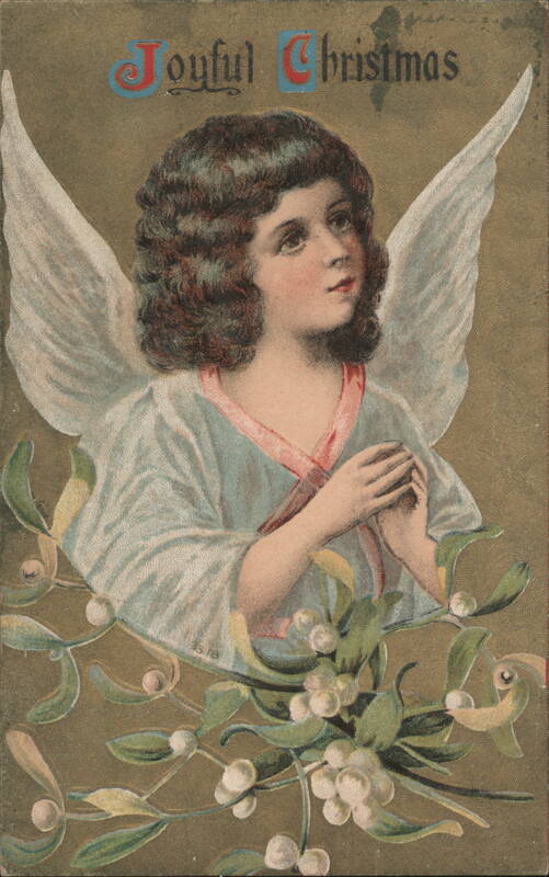 Joyful Christmas Angel with Mistletoe Angels