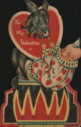 To My Valentine Donkey and Clown on Drum Die Cut