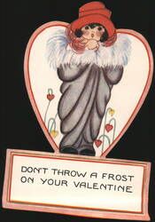 Girl in Red Hat & Fur Coat, Don't Throw a Frost on Your Valentine Die Cut