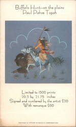 Buffalo Hunt on the Plains by Paul Pahse Topah Art Print Advertisement Ephemera
