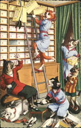 Dressed Cats in a Shoe Store by Alfred Mainzer Postcard