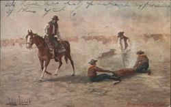 Cowboys Branding Cattle, John Innes Artwork Postcard