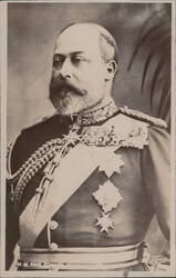 H.M. King Edward VII in Military Uniform with Medals and Sashes Postcard