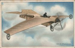 R.E.P. Monoplane with Pilot in Flight Postcard