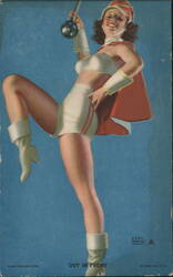 Earl Moran Pinup Majorette Woman with Baton "Out In Front" Arcade Card