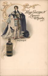 King George IV Liqueur Whisky Advertisement with Regal Figure Postcard