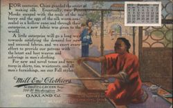 Mill End Clothiers Silk Weaving Advertisement, Oakland, California Chinese Postcard