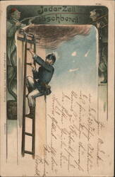 German Firemen Always Ready to Extinguish Postcard