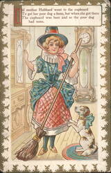 Old Mother Hubbard and Her Dog at the Bare Cupboard Postcard