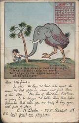 Elephantasy Elephant with Bird Legs, Boy, C. H Baker Children's Shoes Advertising Postcard