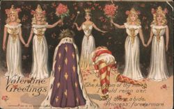 Valentine Greetings with Royal Figures and Poem Postcard