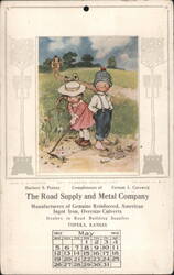 Planting Seeds of Love Children with Hoe, Road Supply and Metal Company Ad, 1912 Postcard