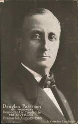 Douglas Pattison Democratic Candidate for Governor 1908 Campaign Portrait Postcard