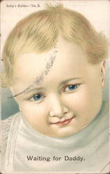 Baby Waiting for Daddy, Baby's Habits No. 5 Postcard