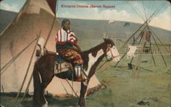 Kitsipimi Otunna (Sarcee Squaw) on Horse with Tipis Postcard