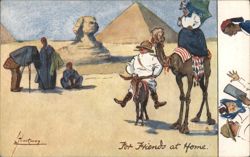 Humorous Egypt: Tourists on Camels & Donkeys by Sphinx & Pyramids Postcard