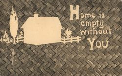 Home is empty without You Silhouette House & Trees Postcard