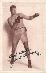 Jack Dempsey Boxer Autographed Photo-Tone Postcard