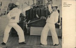 Fencing Match aboard Ship Postcard