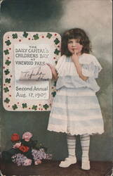 Girl at Daily Capital's Children's Day, Vinewood Park, Topeka, KS 1909 Postcard