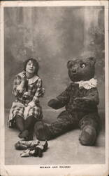 Sallie Bellman with Large Teddy Bear, Belman and Poluski Performers Postcard