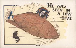 He Was Seen in a Low Dive Comic Submarine with Diver Postcard
