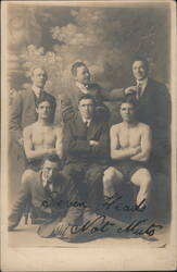 Seven Heads Not Muts Group Portrait of Seven Men, Studio Photo Postcard
