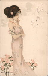 Woman with Flower at Feet Postcard