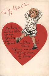 Valentine's Day Child on Heart with Poetic Verse Postcard