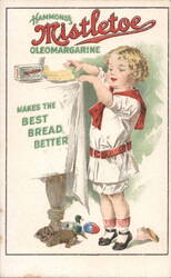 Hammond's Mistletoe Oleomargarine Ad with Child and Product Postcard