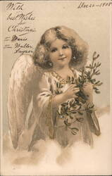 Christmas Angel with Mistletoe, Best Wishes to Marie Postcard