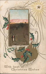 Three Wise Men Following Star of Bethlehem, Christmas Wishes Postcard