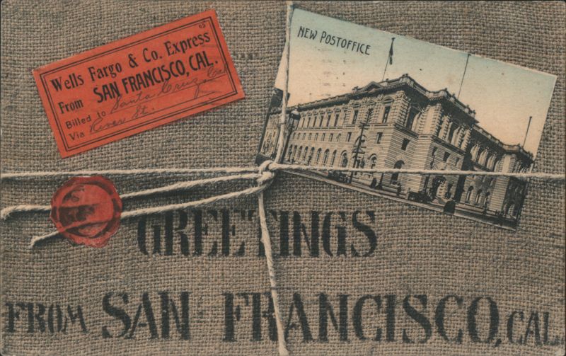 Greetings from San Francisco, New Postoffice, Wells Fargo Express California