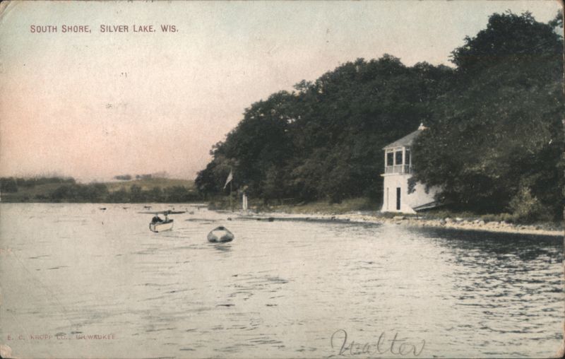 South Shore, Silver Lake, WI - Lake Scene with Building Wisconsin
