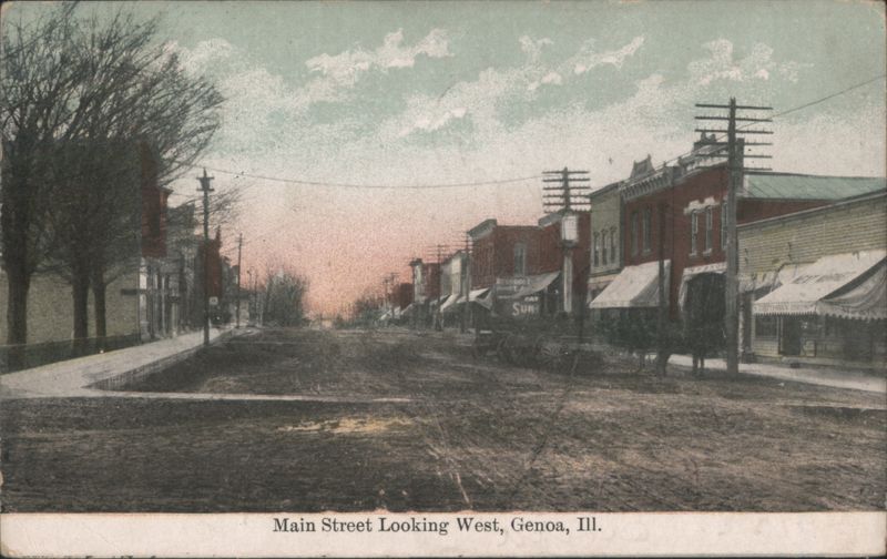 Main Street Looking West, Genoa, IL Illinois