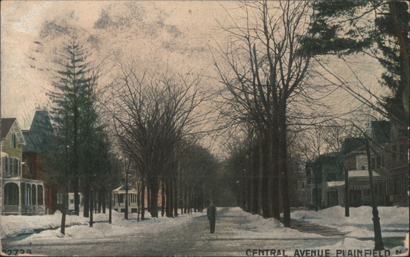 Central Avenue, Plainfield - Tree-lined Street in Winter New Jersey