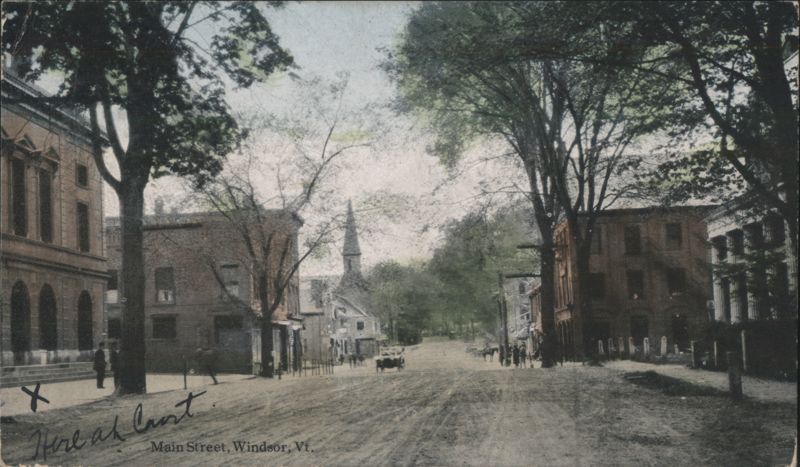 Main Street, Windsor, VT - Horse & Buggy, Church Steeple Vermont