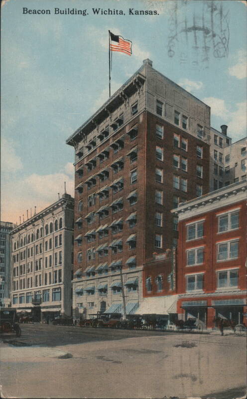 Beacon Building, Wichita, KS with American Flag Kansas