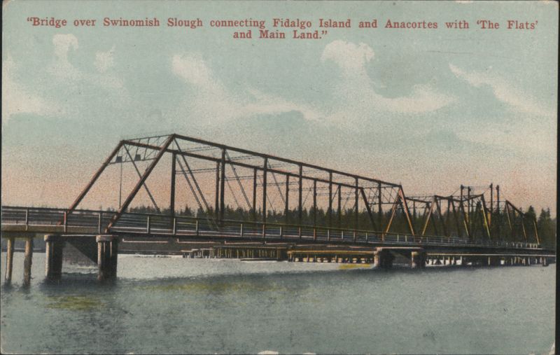 Bridge over Swinomish Slough connecting Fidalgo Island Anacortes Washington