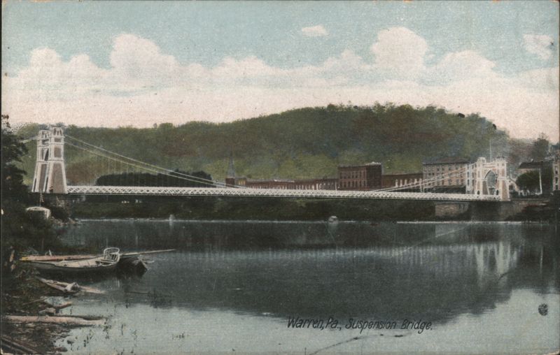 Suspension Bridge over River, Warren, PA Pennsylvania