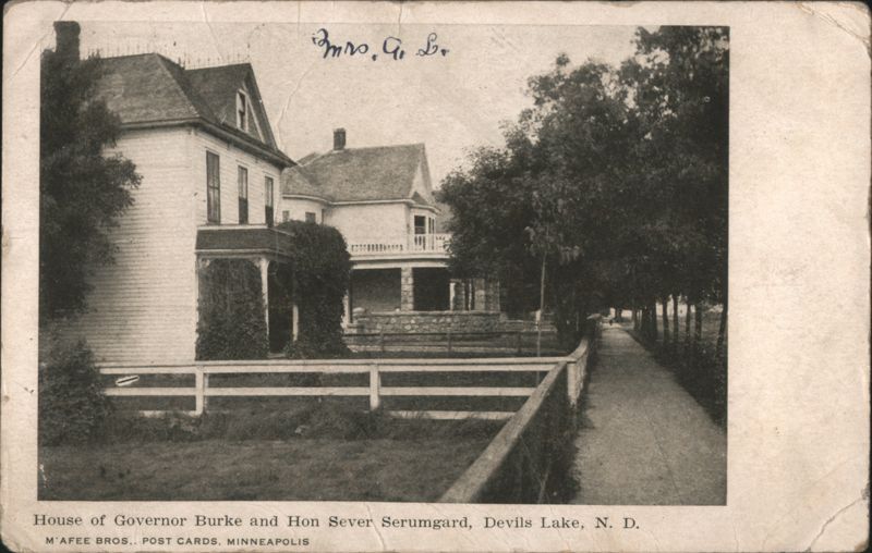 House of Governor Burke and Hon Sever Serumgard Devils Lake North Dakota