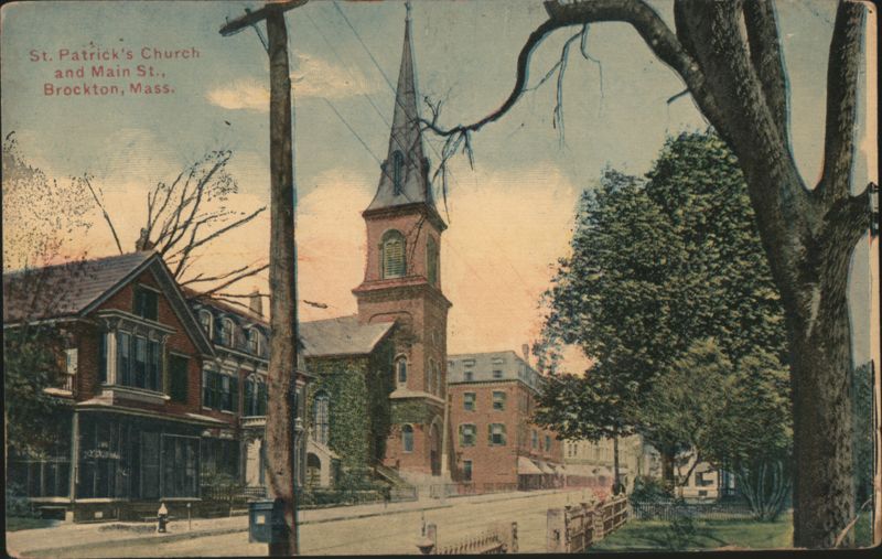 St. Patrick's Church and Main St., Brockton, Mass. Massachusetts