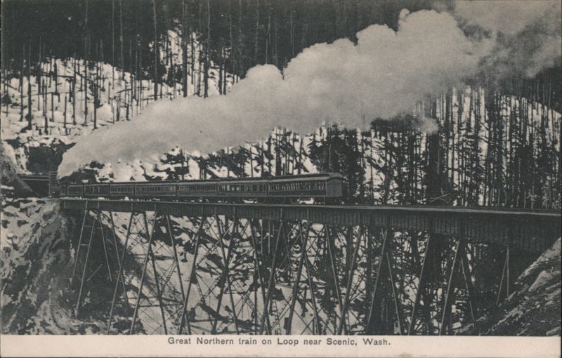 Great Northern Train on Loop near Scenic, WA Washington