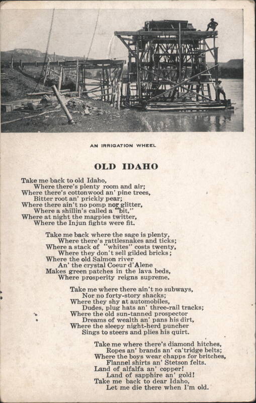 Irrigation Wheel, Old Idaho Poem, Salmon River, Coeur d'Alene
