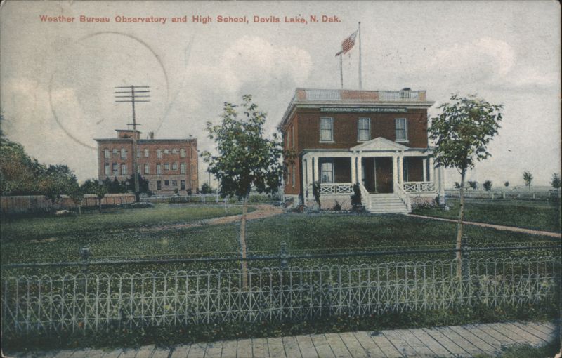 Weather Bureau Observatory and High School Devils Lake North Dakota